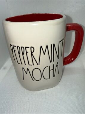 Rae Dunn Peppermint Mocha Mug - Red & Cream